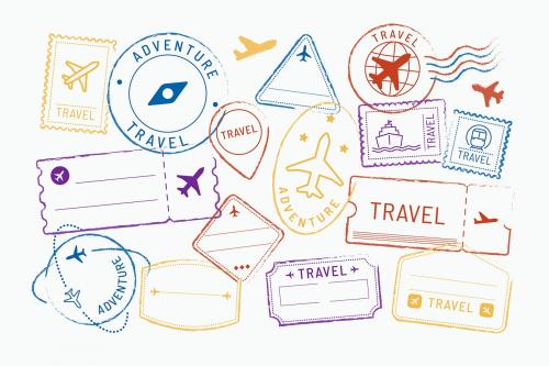 Travel stickers and badge set vector - 1229268