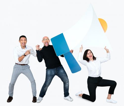 Group of people holding a megaphone icon - 475440