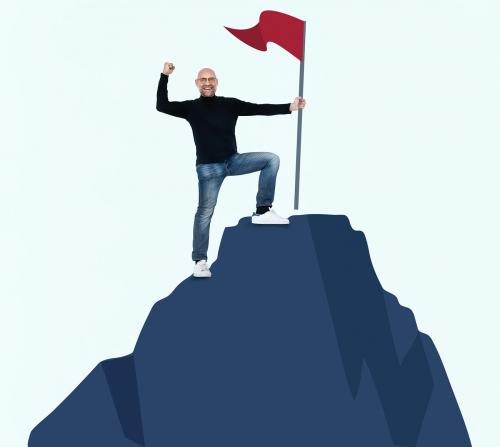 Man holding a flag on a hill - 475492