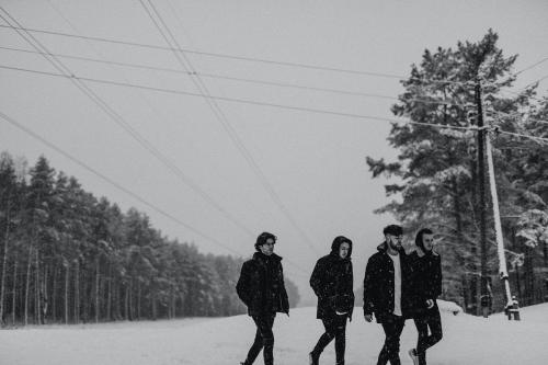 Friends walking in a snowy forest - 598290