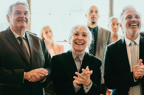 Diverse business people applauding with joy - 1217938