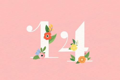 Watercolor floral number 14 vector - 1015214