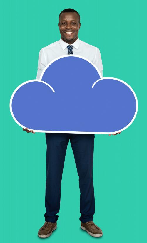 Man holding a cloud network icon - 470538