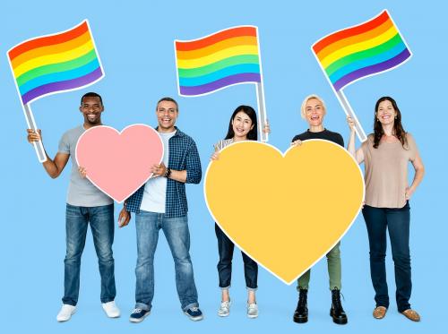 Diverse people holding LGBT flags - 470562