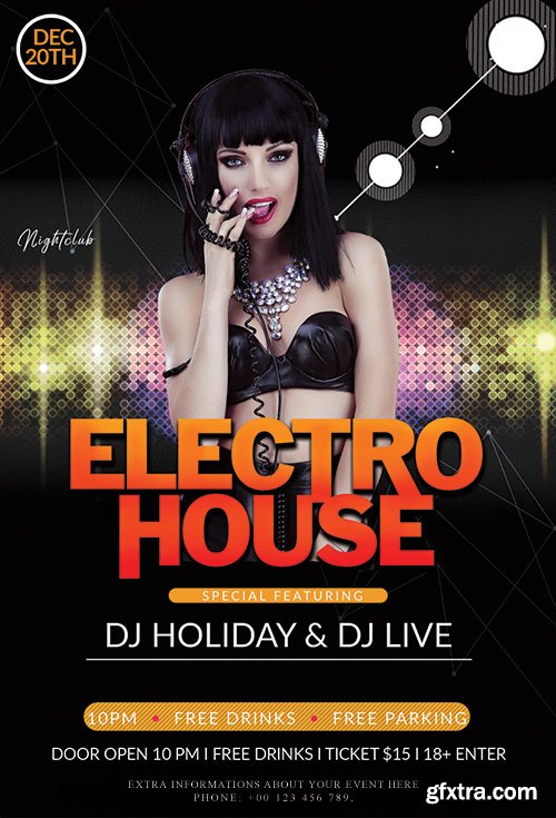 Electro House - Premium flyer psd template