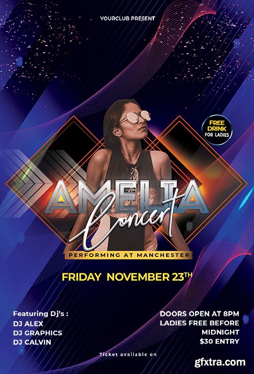 Amelia Concert - Premium flyer psd template