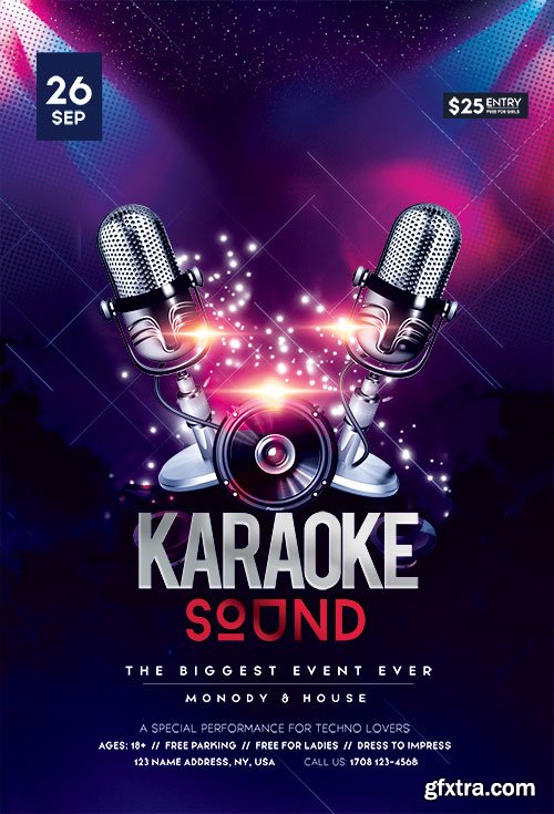 Karaoke Sound PSD Flyer Template