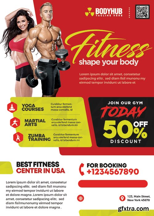 Gym Fitness Center Flyer PSD