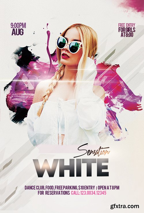 White Sensation Party PSD Flyer Template