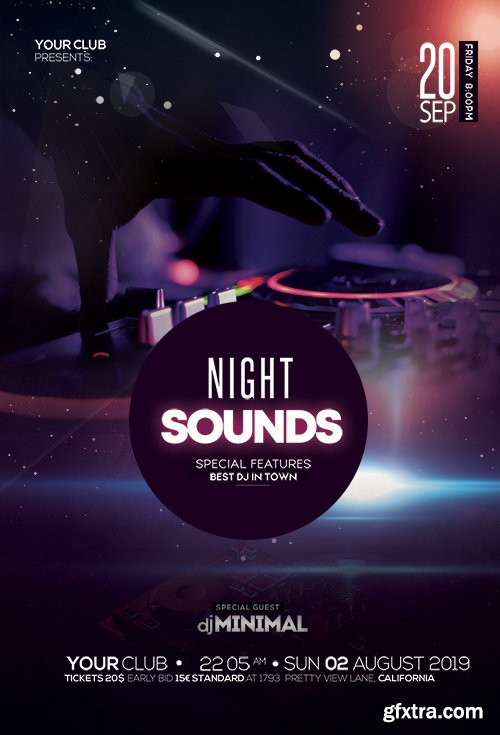 Night Sounds PSD Flyer Template