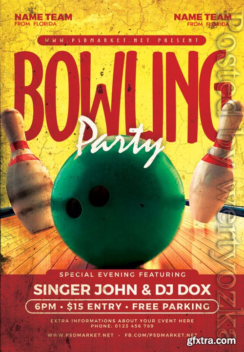 Bowling party - Premium flyer psd template