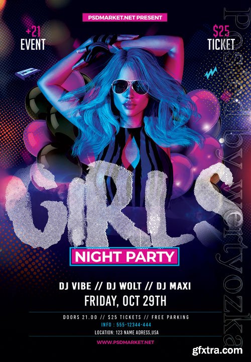 Girls night party - Premium flyer psd template