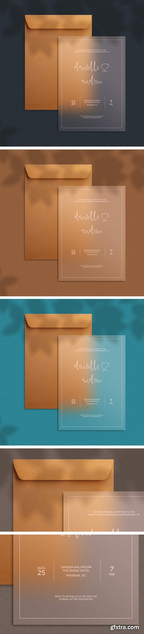 Translucent Invitation Card with Envelope PSD Mockups