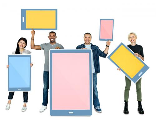 Diverse people holding digital tablets - 470615