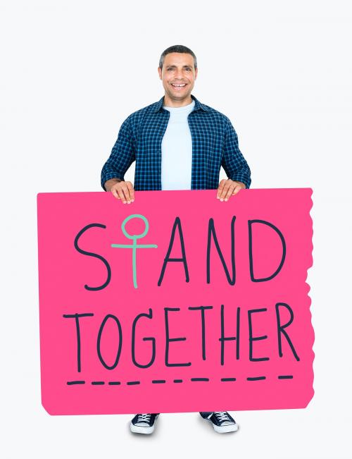 Man holding a stand together board - 470623