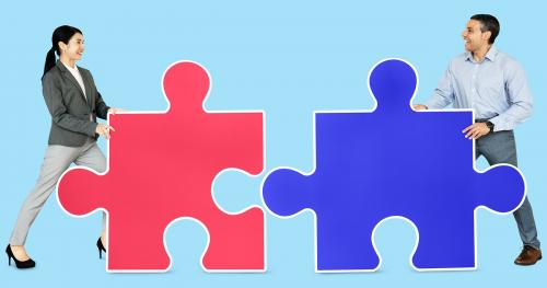 Business people connecting jigsaw puzzle pieces - 470636