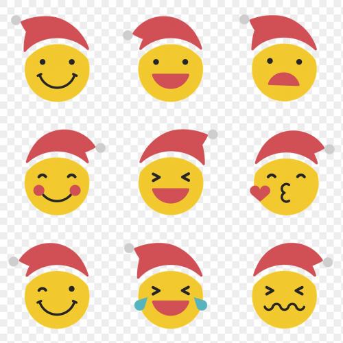 Santa emoticon set isolated on transparent vector - 1230341