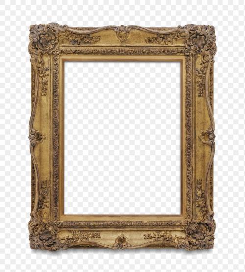 Vintage rectangle gold picture frame transparent png - 1230831