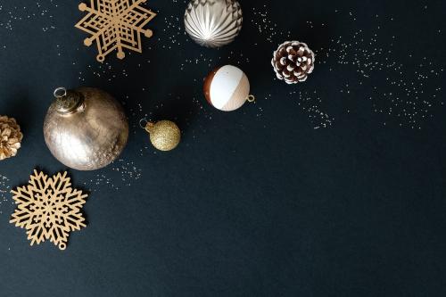 Christmas ornaments on a black background - 1231246