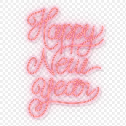 Neon bright happy new year social ads template transparent png - 1232184