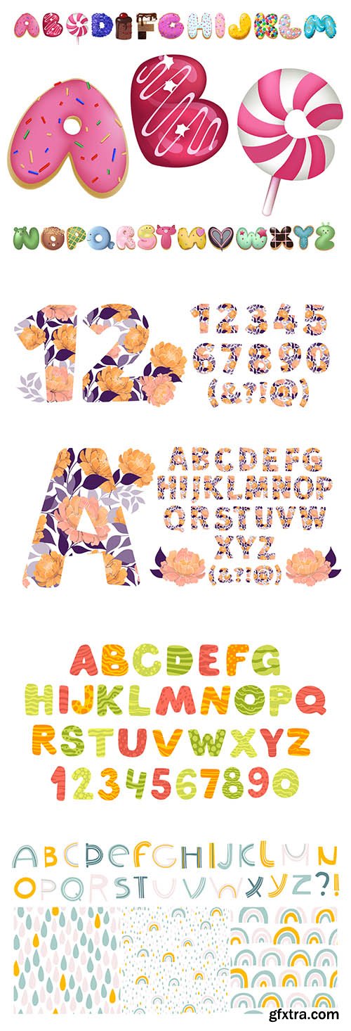 Summer Alphabet Cartoon Style