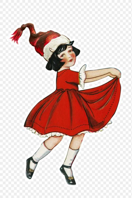 Dancing little girl Christmas sticker transparent png - 1232912