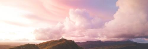 Pink cloudy sky social banner - 1233327