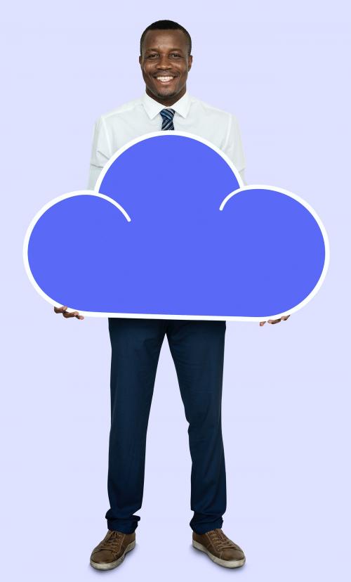 Man holding a cloud network icon - 470739