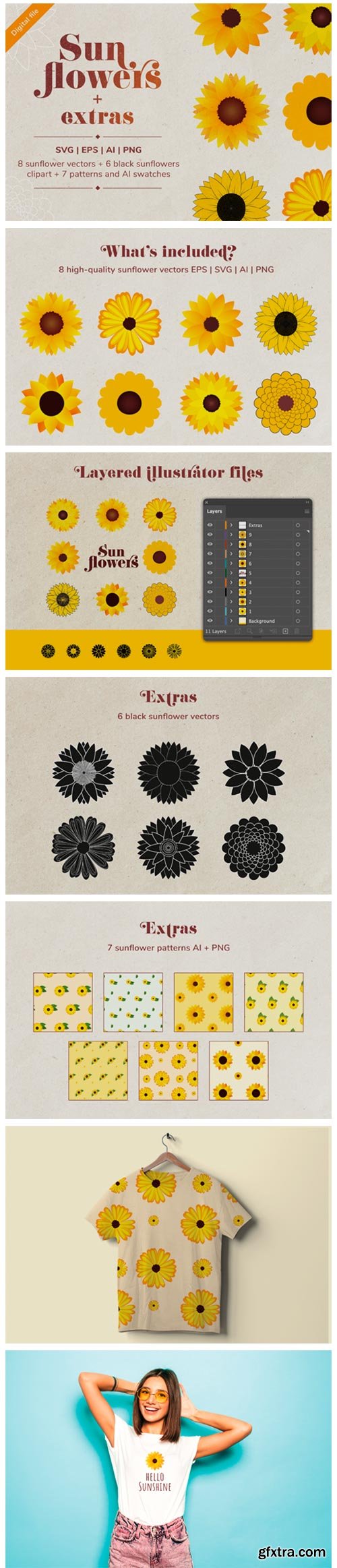 Sunflower + Extra AI, EPS, SVG, PNG 4454044