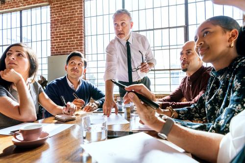 Businesspeople brainstorming in a meeting - 2020041