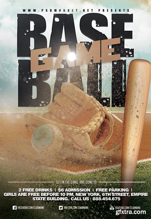 Baseball game event - Premium flyer psd template