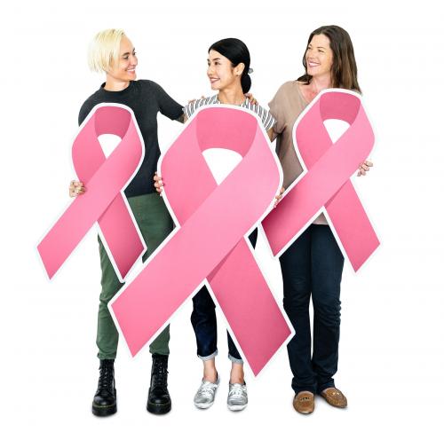 Women holding breast cancer ribbons - 469400
