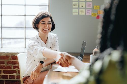 Happy businesswomen doing a handshake - 1226477