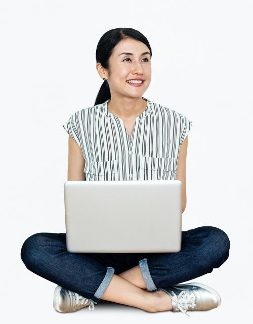 Happy woman using her laptop - 469719