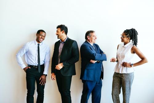 Diverse business people talking during break time - 1226811