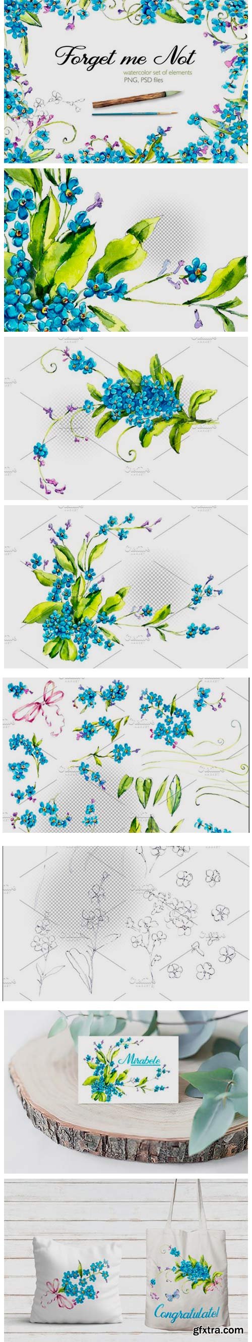 Watercolor Forget-me-nots Cliparts 4466605