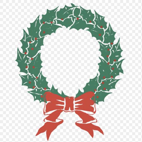 Christmas wreath with red ribbon png - 1232781