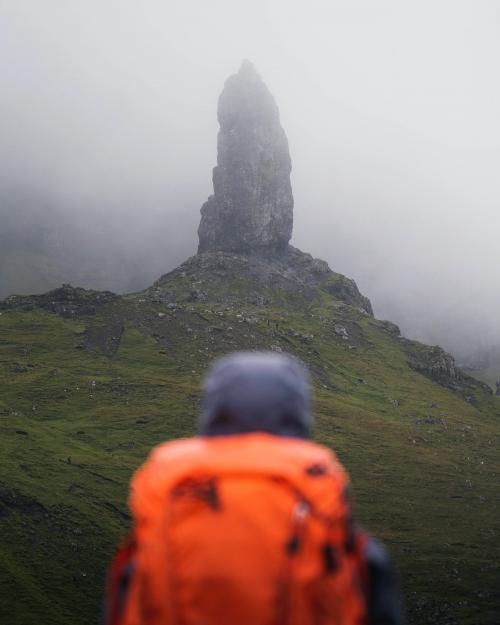 Hiker at The Storr on Isle of Skye, Scotland - 1233321