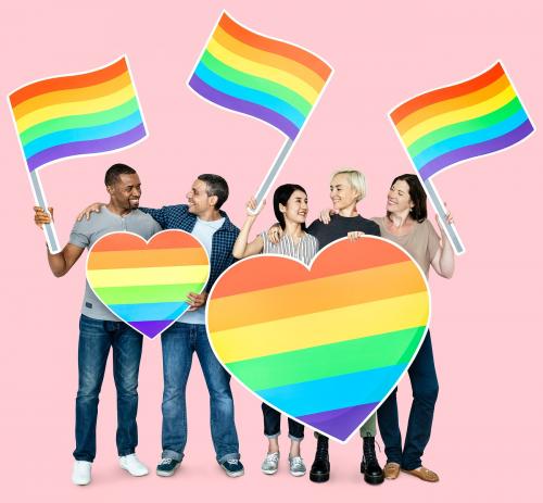 Happy people holding LGBT flags - 470258