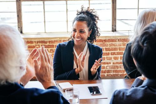 Diverse business people applauding with joy - 2019867