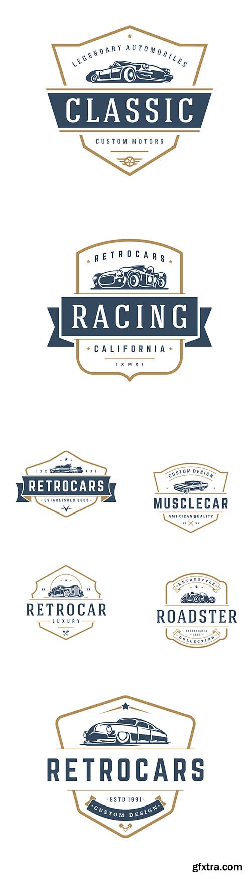 Classic Car Logo Template Element Vintage Style