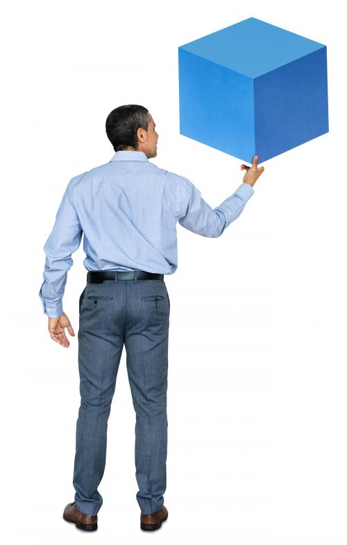 Businessman holding a blue box - 468283