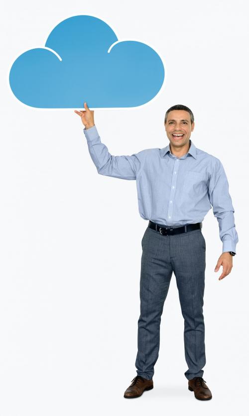 Businessman holding cloud computing icon - 468306