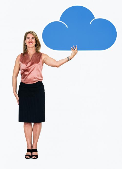 Woman holding a cloud computing icon - 468314