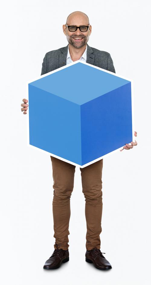 Businessman holding a blue box - 468319