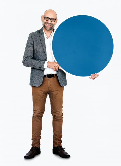 Businessman holding a blue circle - 468325