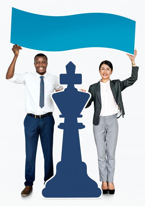 Diverse business people with a chess piece - 468344