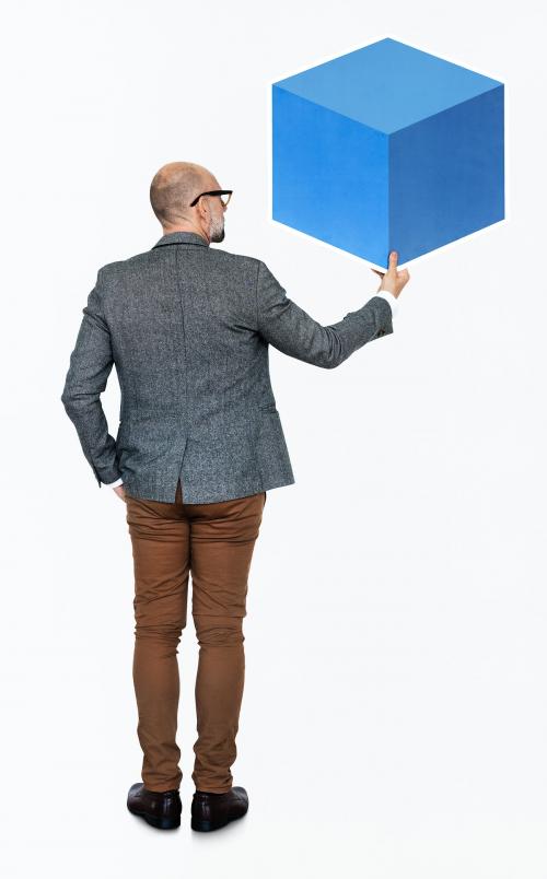 Businessman holding a blue box - 468345