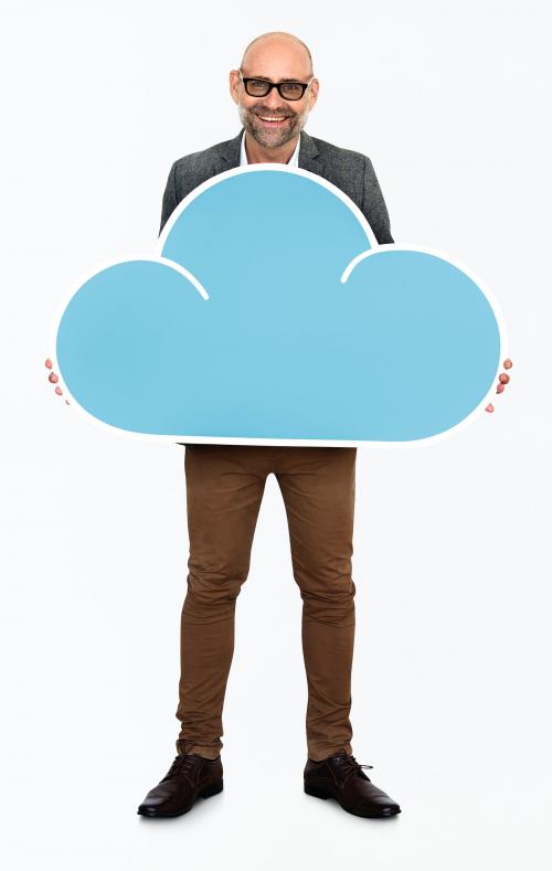 Businessman holding cloud computing icon - 468395