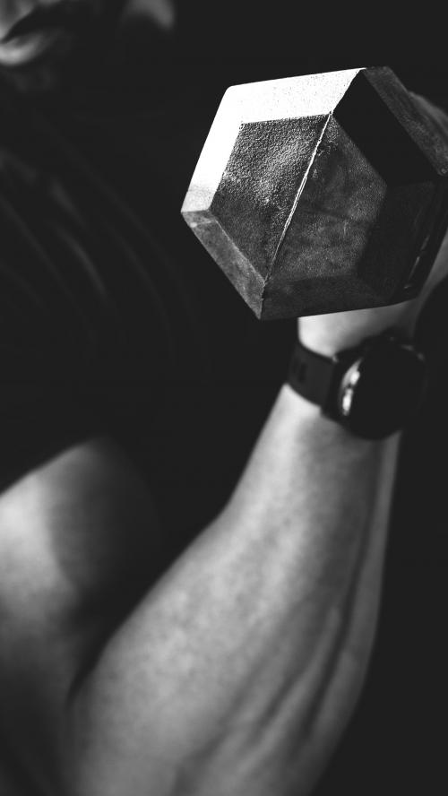 Bodybuilder lifting dumbbells in the gym mobile phone wallpaper - 1225092